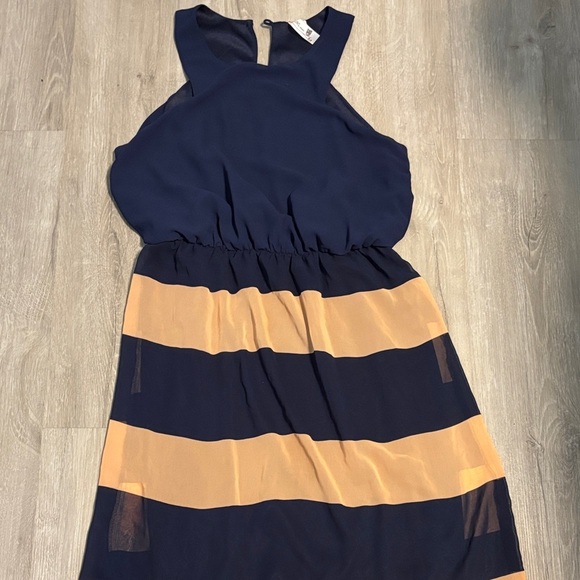 Pink Owl Navy and Tan Dress - Picture 1 of 3